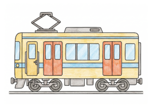 でんしゃの塗り絵イラスト