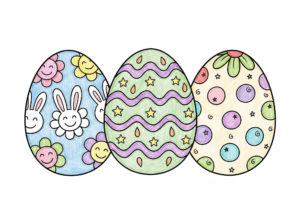 イースターエッグ3個の塗り絵イラスト