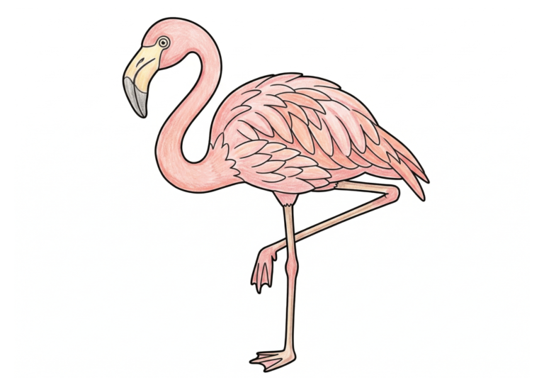 フラミンゴの塗り絵