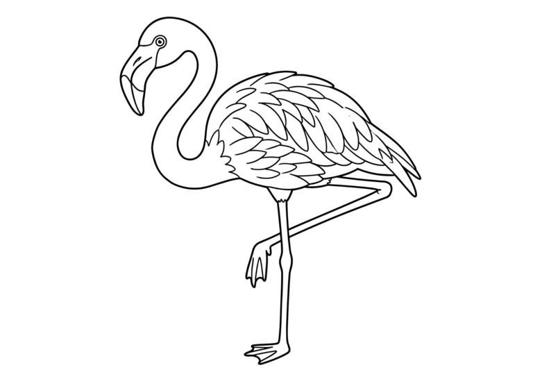 Flamingo coloring page - black and white printable