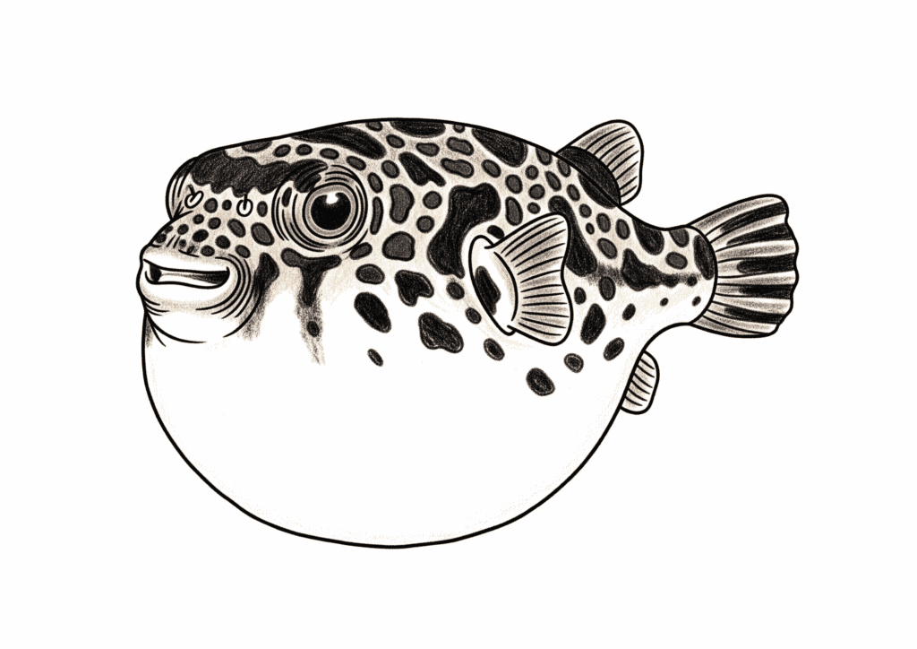 フグの塗り絵 カラー見本 無料ダウンロード