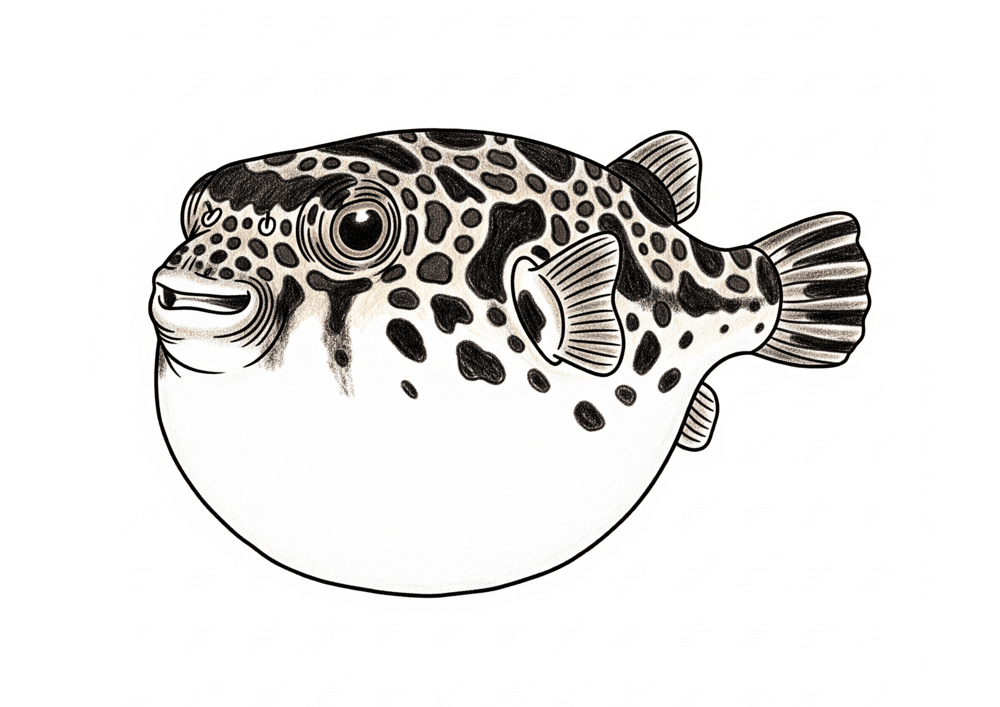 フグ(河豚)の塗り絵イラスト無料ダウンロード用見本画像・フリー画像素材