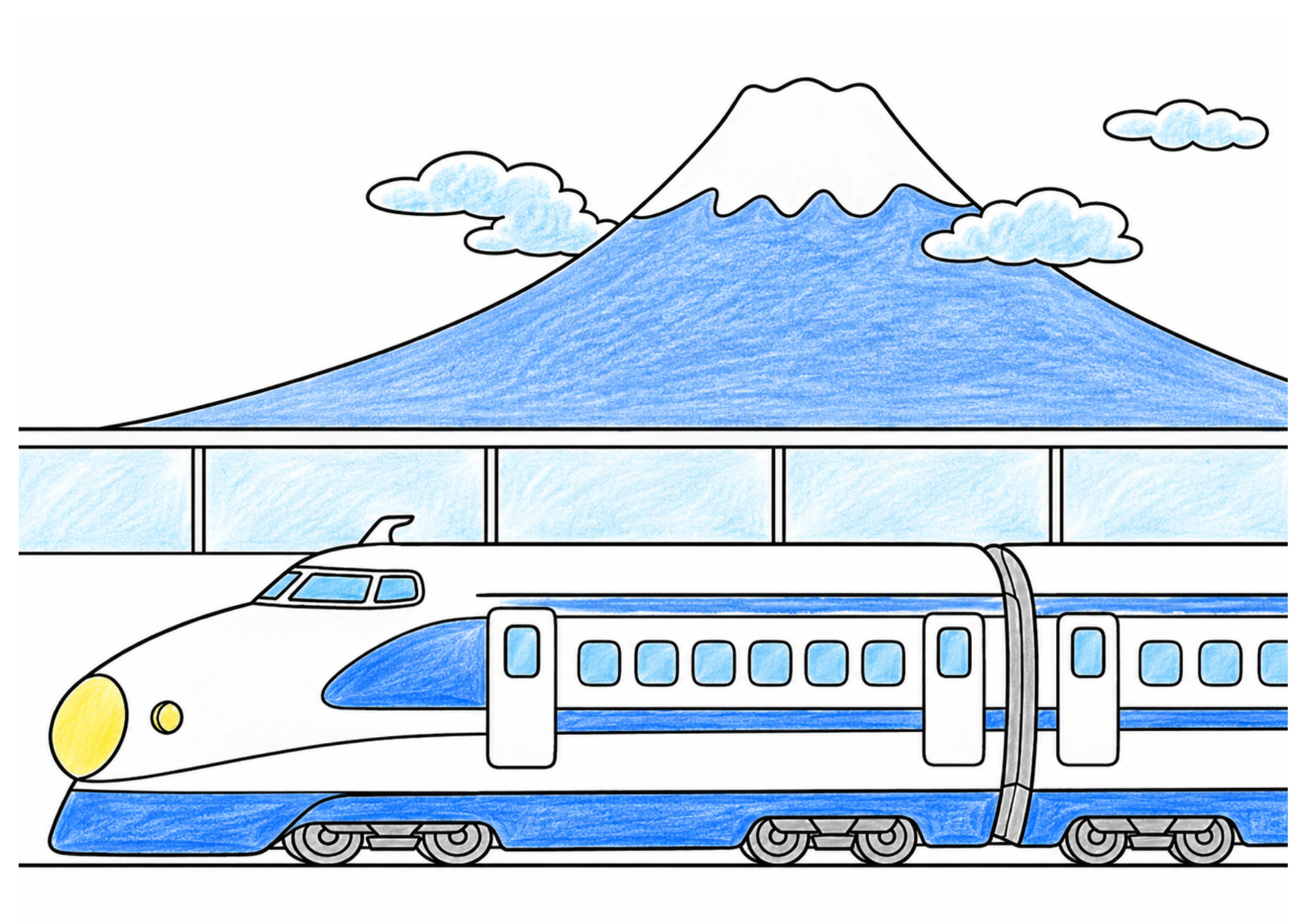 富士山と新幹線の塗り絵 カラー見本