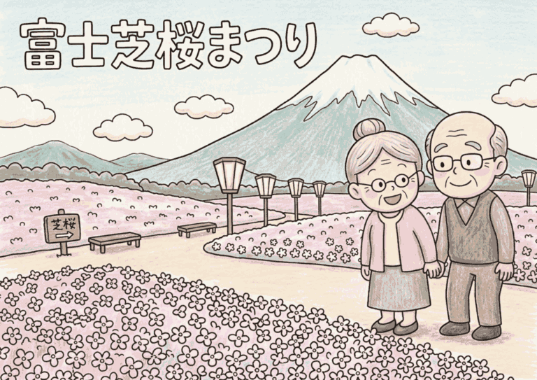 富士芝桜まつりの塗り絵イラスト