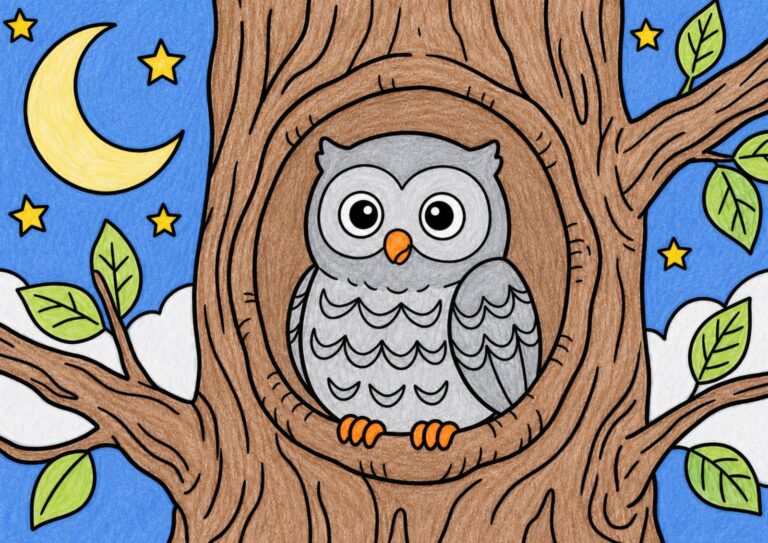 フクロウの塗り絵イラスト