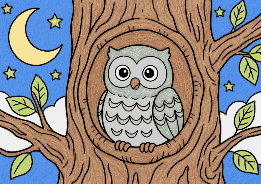 フクロウの塗り絵 カラー見本