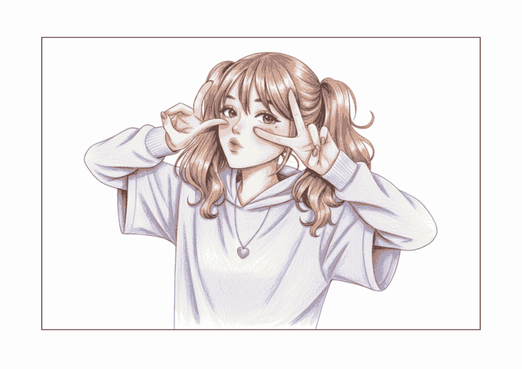ギャル風ツインテールの女の子のぬりえ｜秋｜かわいい｜若者向け｜無料ダウンロード素材