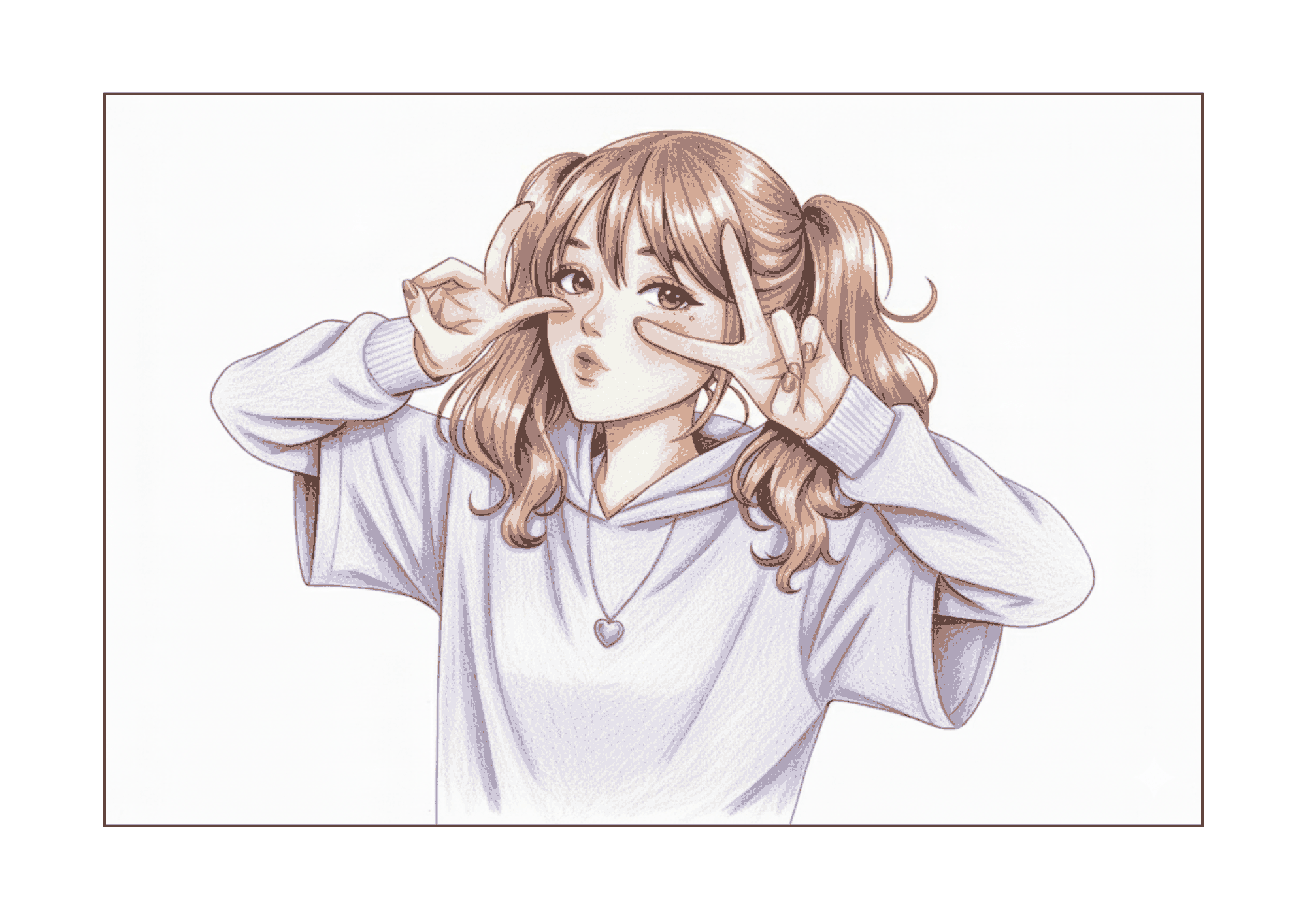 ギャル風ツインテールの女の子のぬりえ|秋|かわいい|若者向け|無料ダウンロード素材