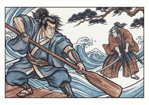 巌流島の戦い塗り絵イラスト無料ダウンロード｜大人向けフリー画像素材