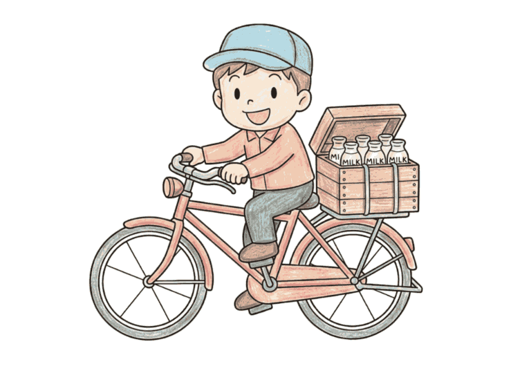 牛乳配達の塗り絵イラスト