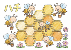 ミツバチ（蜂）の塗り絵イラスト