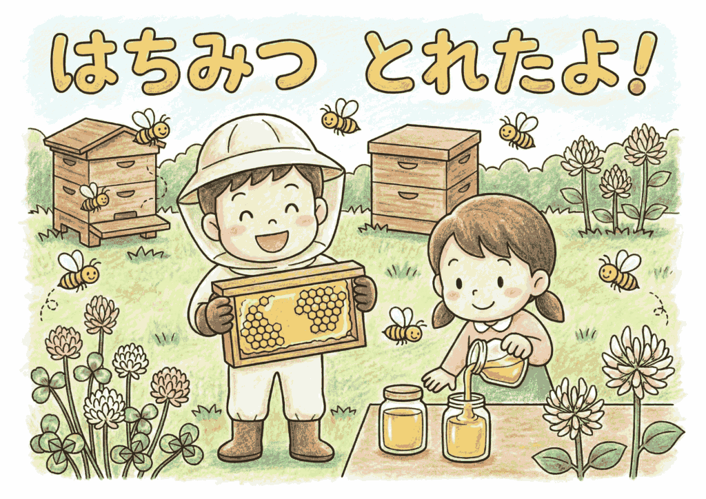 はちみつとミツバチの塗り絵イラスト無料ダウンロード用フリー画像素材