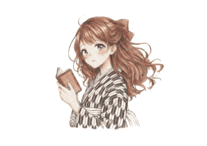 大正ロマンぬりえイラスト｜袴姿の女の子が可愛い｜大人向け無料フリー画像