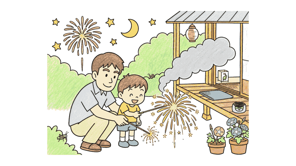 花火（夏の夜）の無料塗り絵