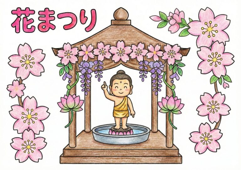 花まつりの塗り絵 カラー見本 無料ダウンロード