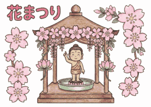 花まつりのお釈迦さま塗り絵イラスト無料ダウンロード用フリー画像素材