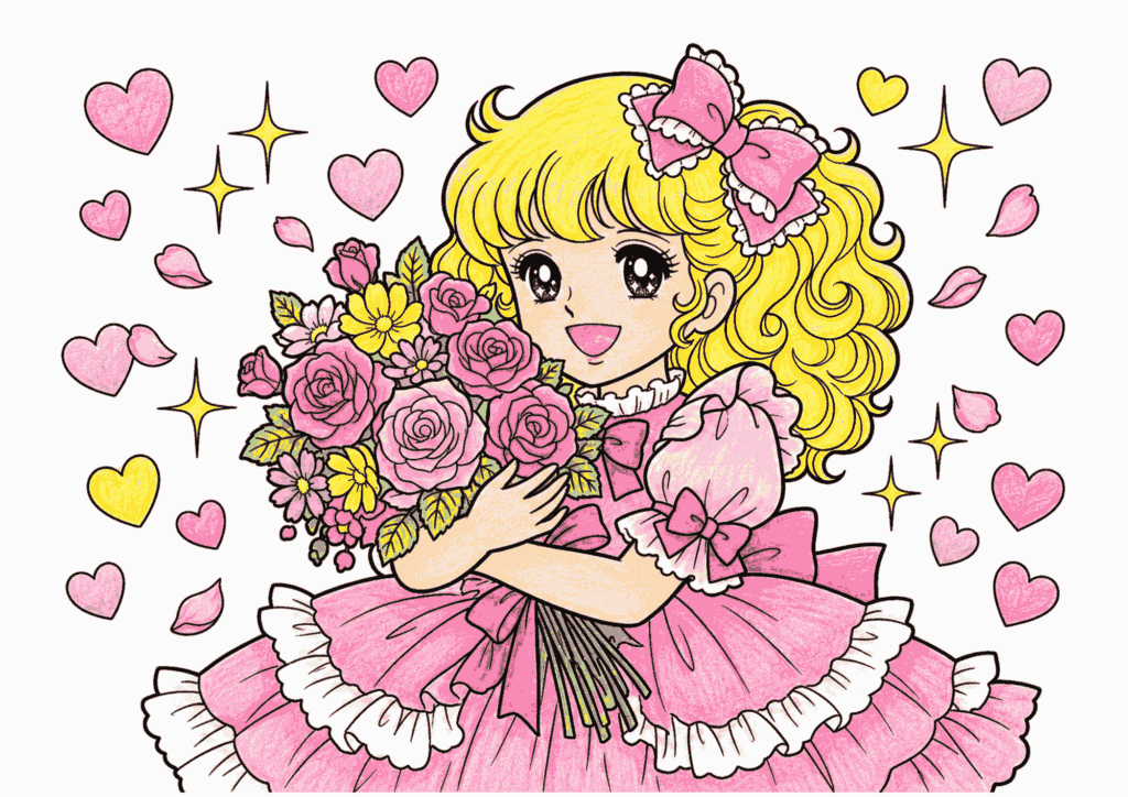 花束プリンセスの塗り絵 カラー見本