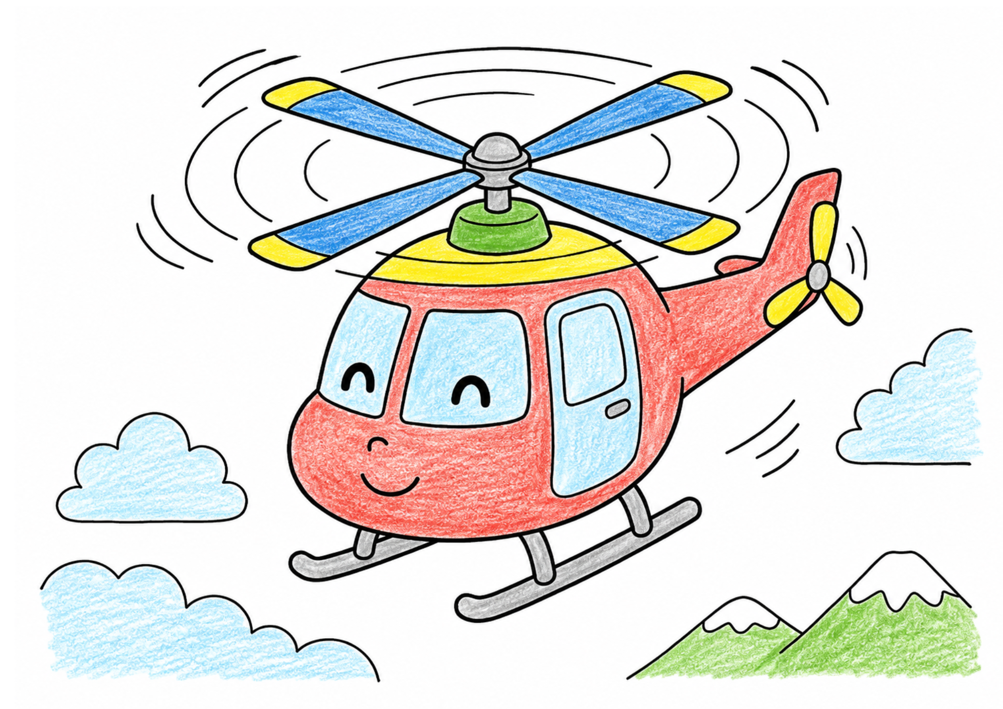 ヘリコプターの塗り絵 カラー見本