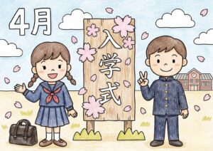 高校入学の塗り絵イラスト カラー見本（無料・印刷OK）