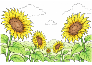 ひまわり畑の塗り絵 カラー見本