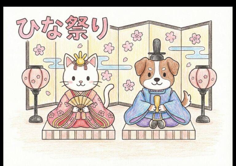 ひな祭りの塗り絵イラスト
