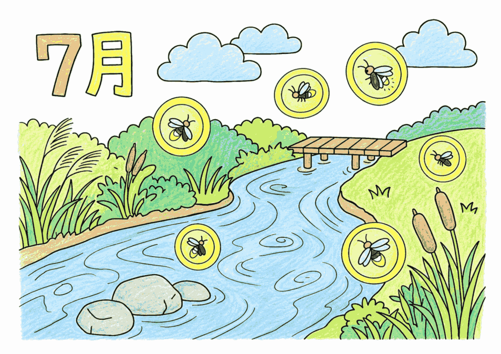 蛍（7月）の塗り絵 カラー見本