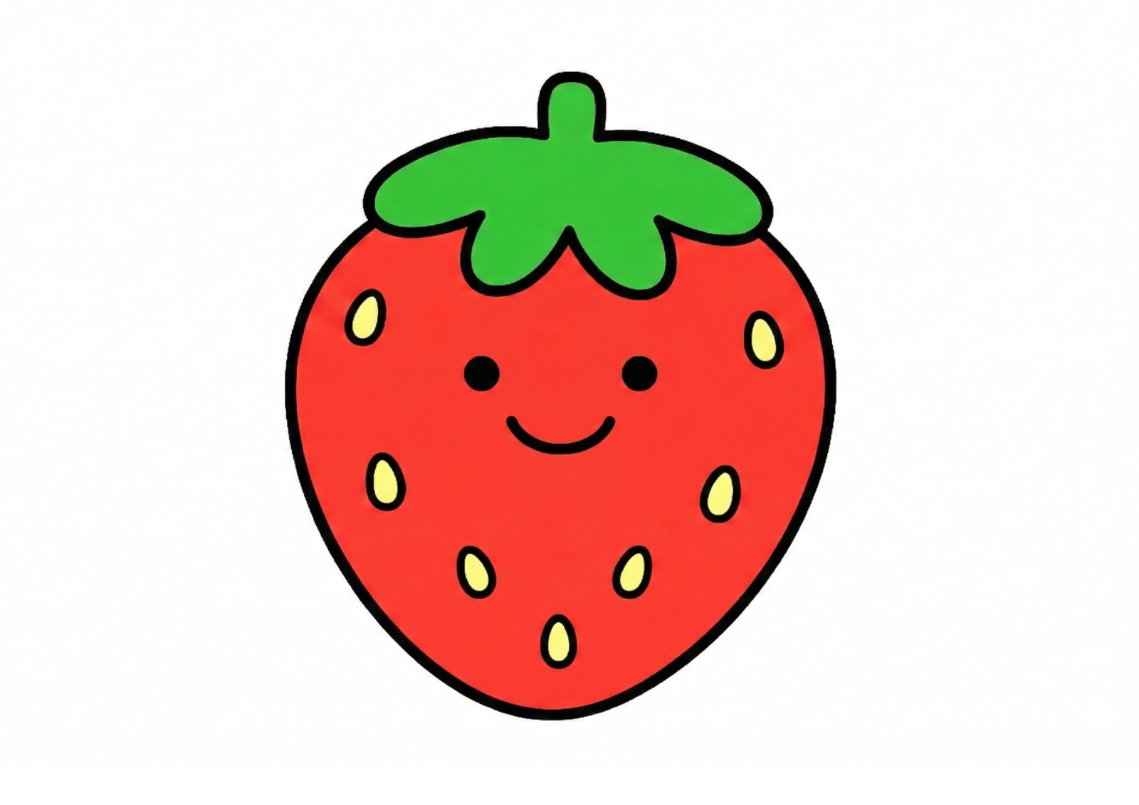 幼児向けいちごの無料塗り絵イラスト|1歳2歳3歳4歳におすすめフリー画像素材ダウンロードの塗り絵イラスト カラー見本(無料・印刷OK)