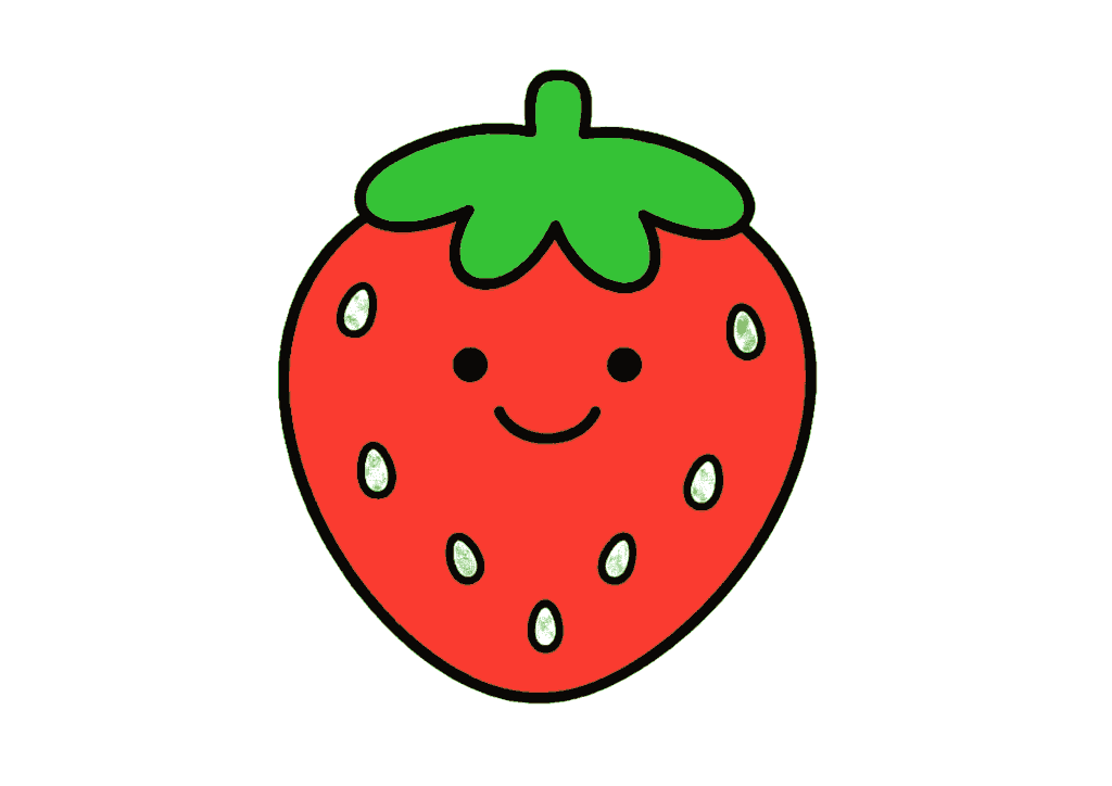 幼児向けいちごの無料塗り絵イラスト素材｜1歳2歳3歳4歳用フリー画像ダウンロード