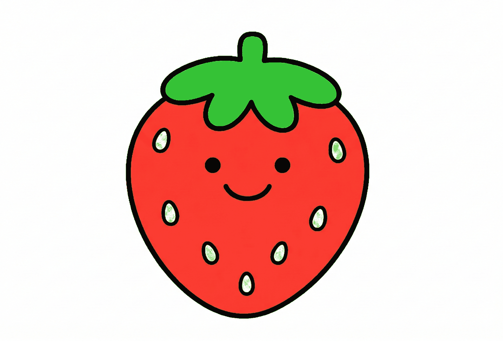 幼児向けいちごの無料塗り絵イラスト素材|1歳2歳3歳4歳用フリー画像ダウンロード
