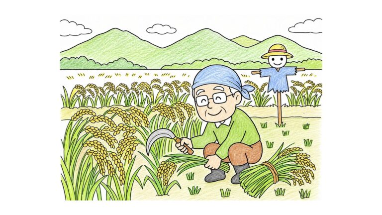 稲刈りの塗り絵