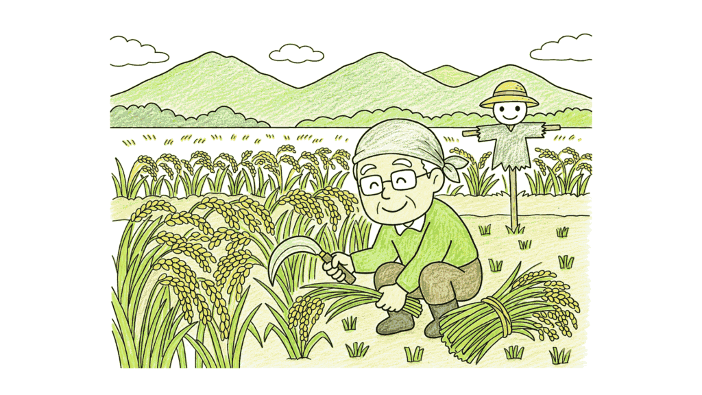 稲刈りの塗り絵 アイキャッチ