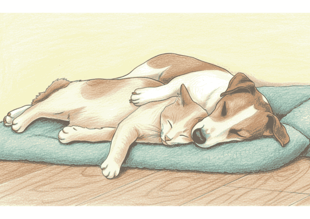 犬と猫の塗り絵｜高齢者向け｜優しい構図で癒し効果｜無料ダウンロード素材