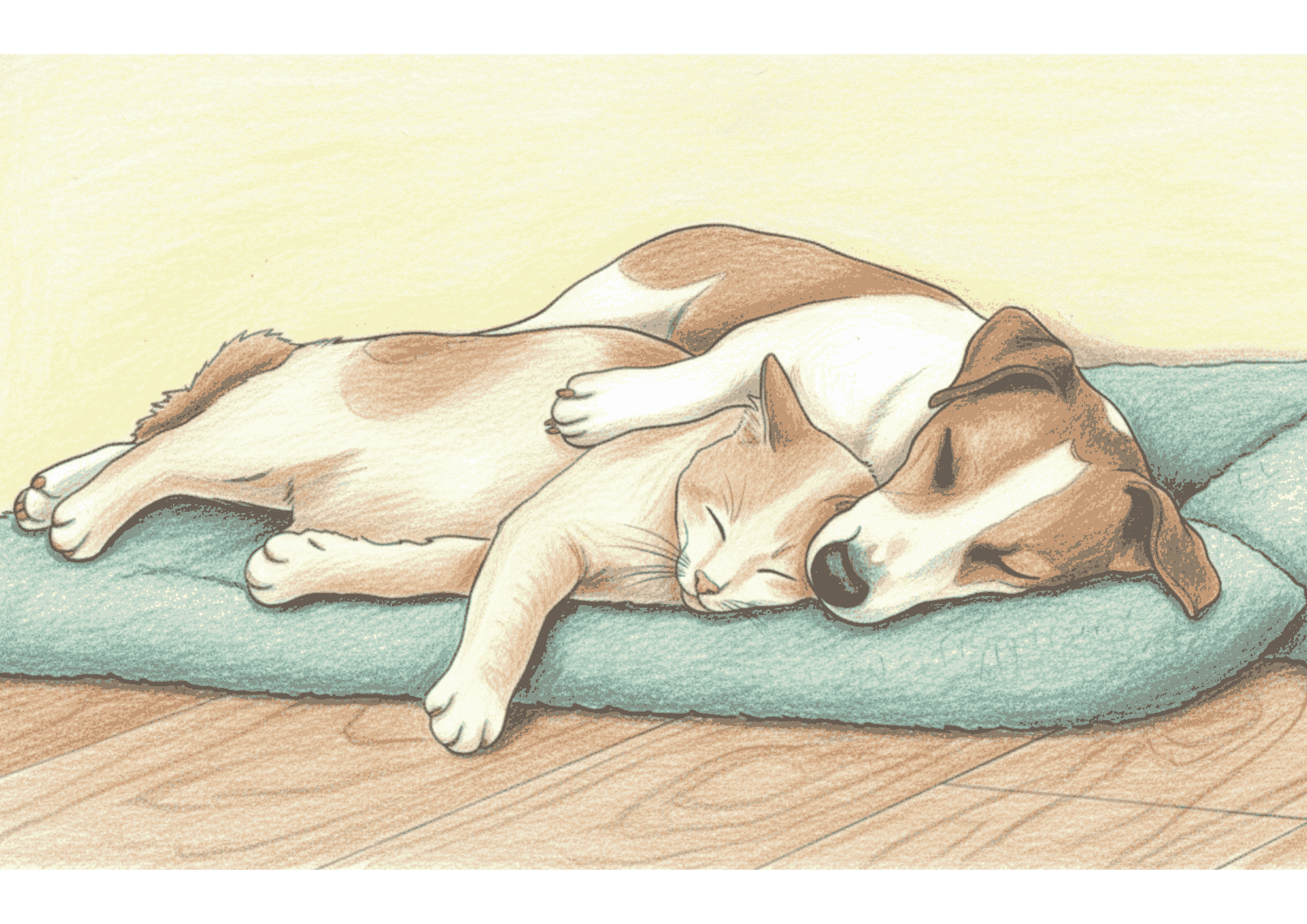 犬と猫の塗り絵|高齢者向け|優しい構図で癒し効果|無料ダウンロード素材