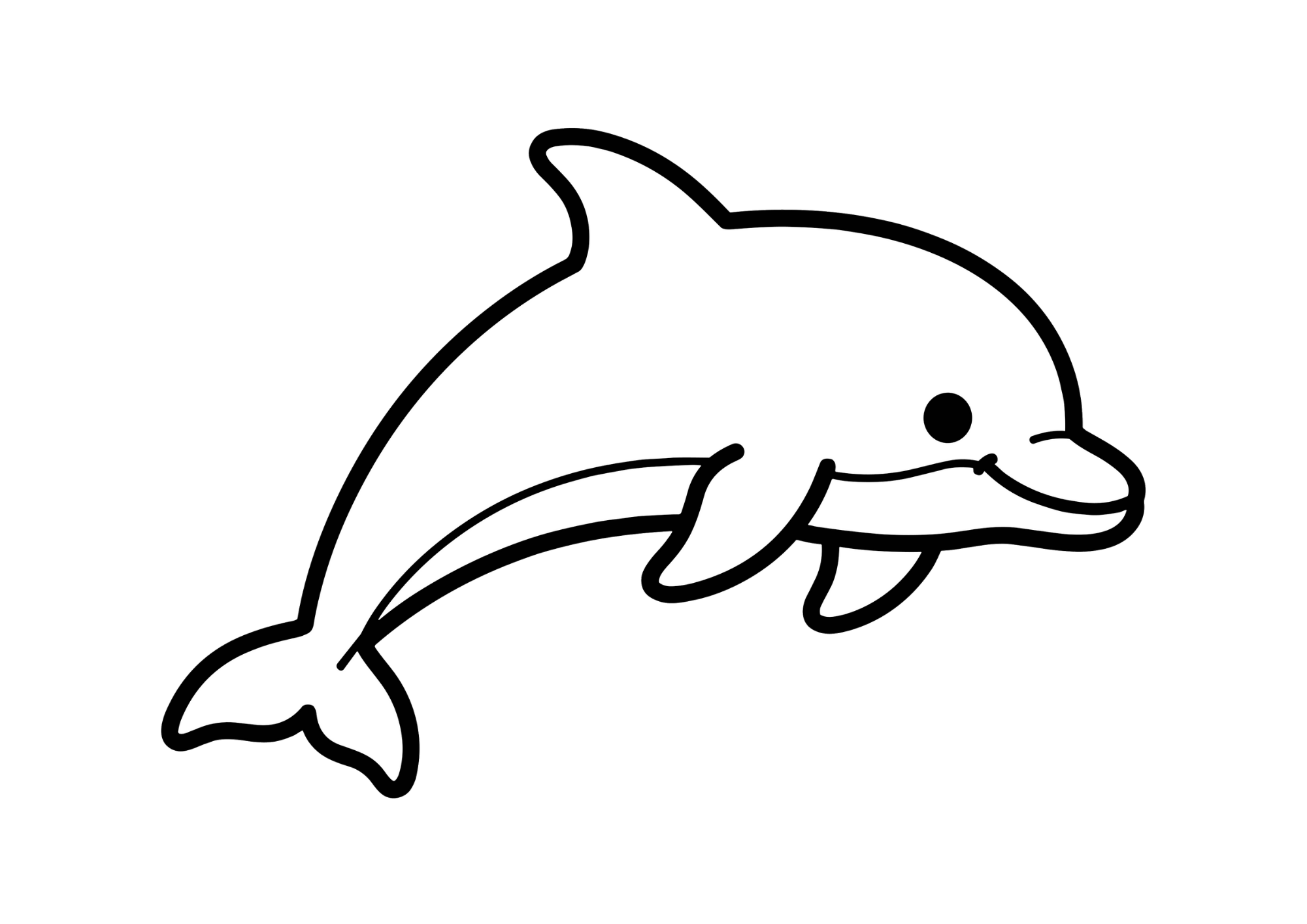 イルカの塗り絵イラスト 白黒 無料ダウンロード 印刷用