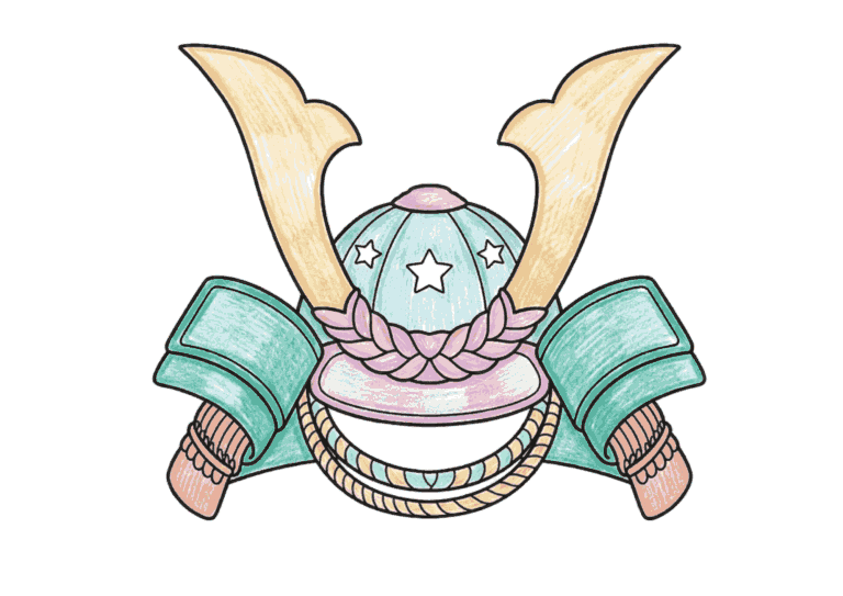 兜（かぶと）の塗り絵イラスト