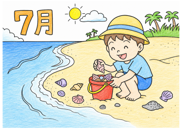 夏の貝殻の塗り絵