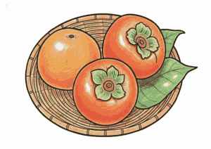 柿の塗り絵｜高齢者向け｜秋の味覚を塗って楽しむ｜太めの線で見やすい｜無料ダウンロード
