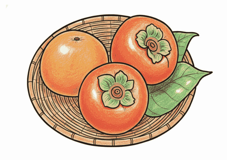 柿の無料の塗り絵イラスト