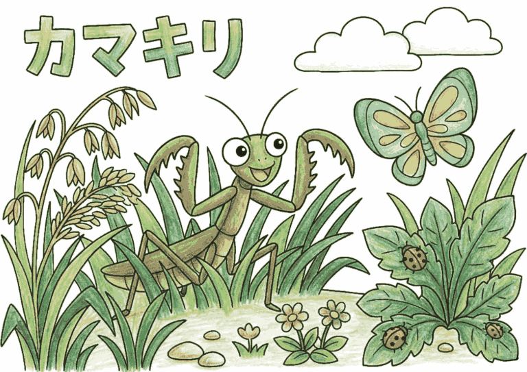 カマキリ（蟷螂）の塗り絵イラスト