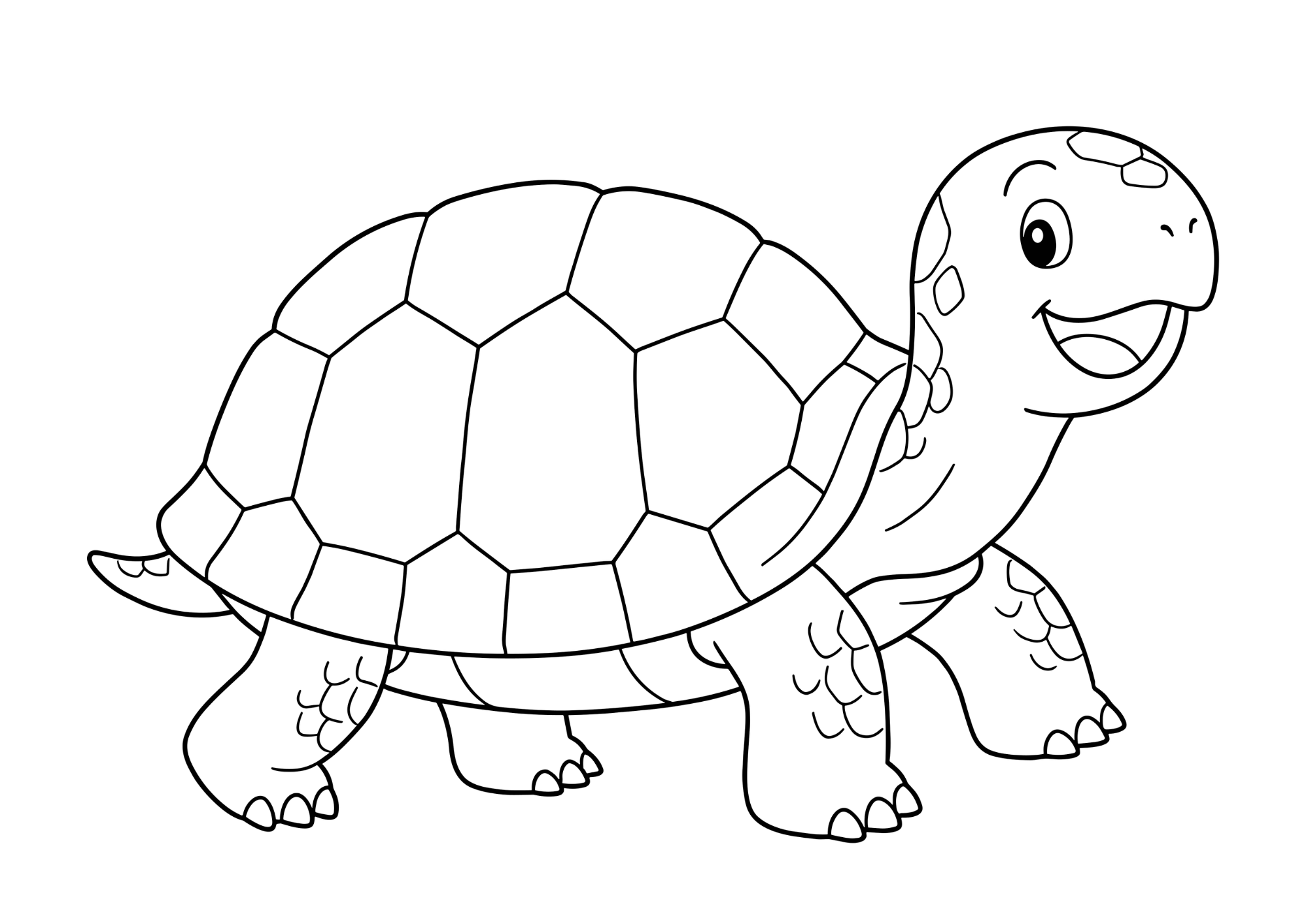 かめ(カメ)の塗り絵白黒、子供向け無料印刷