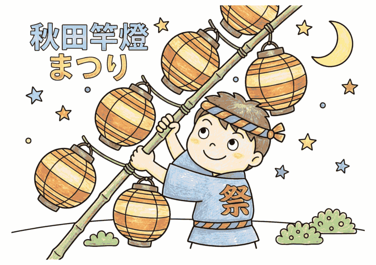 秋田竿燈まつりの塗り絵