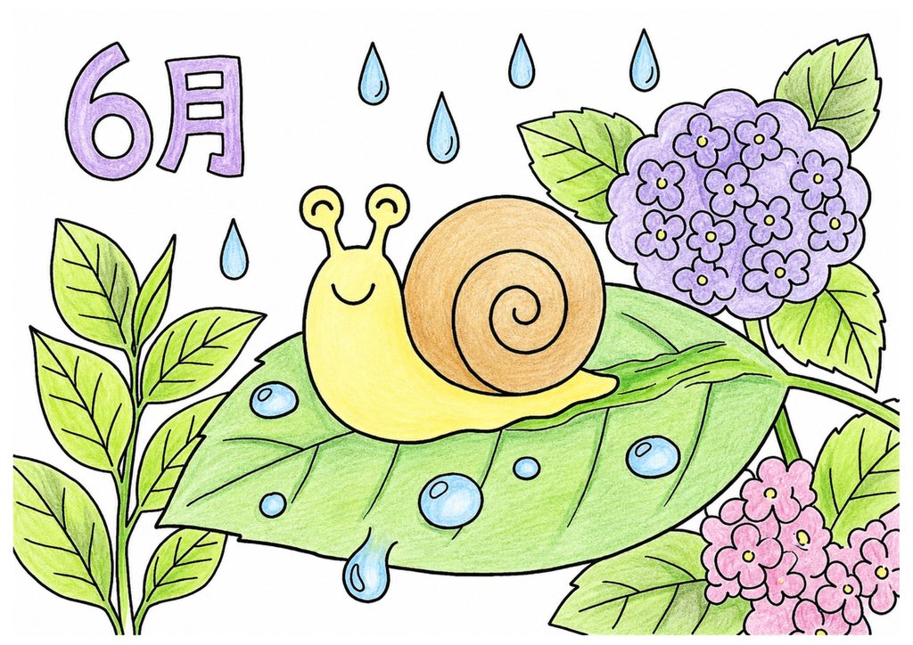 カタツムリの散歩の塗り絵 カラー見本