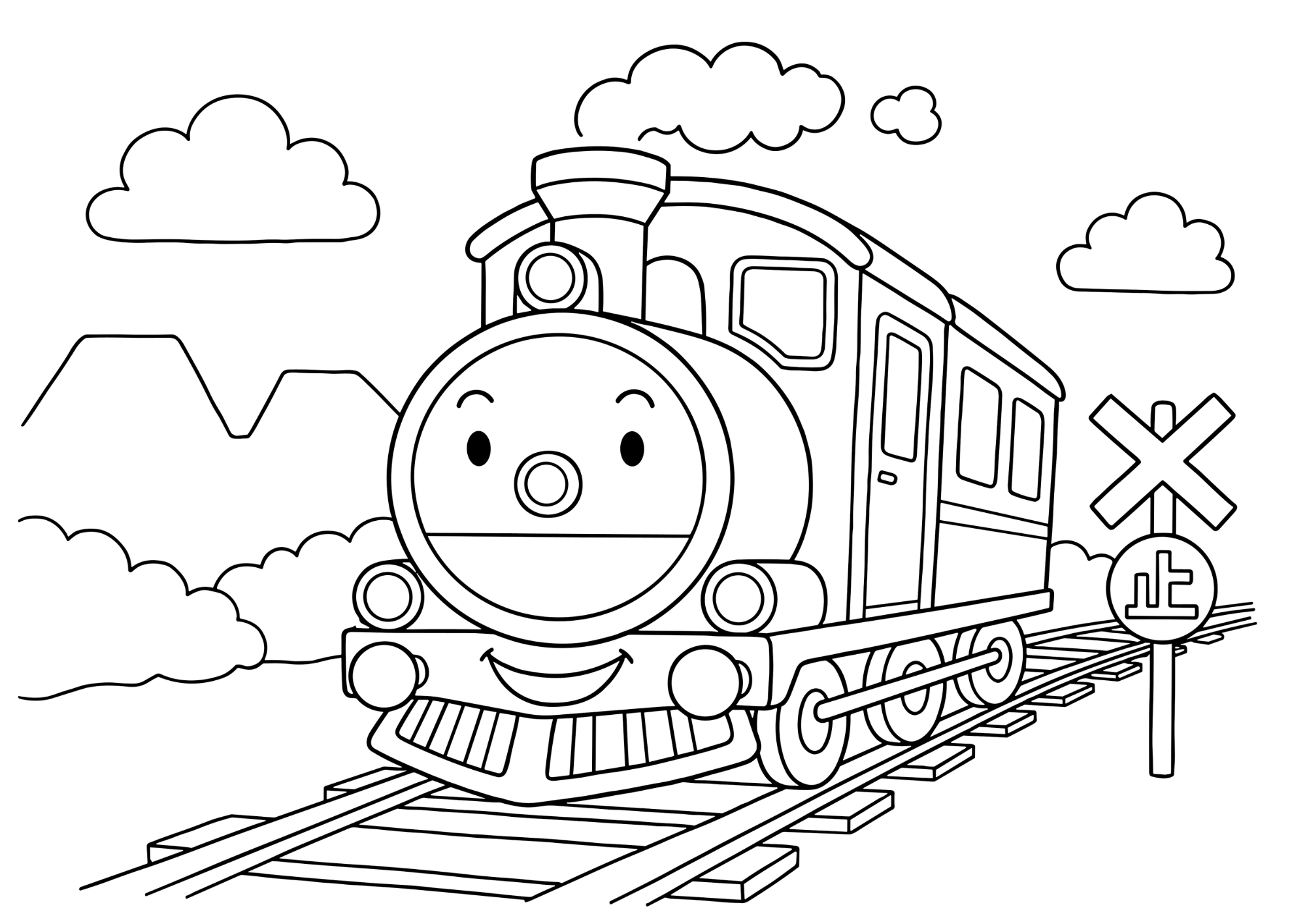 汽車の塗り絵 白黒