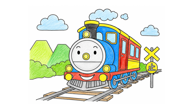 かわいい汽車の塗り絵