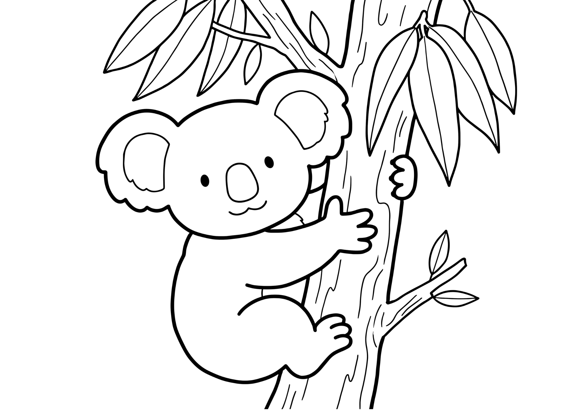 コアラの塗り絵 白黒
