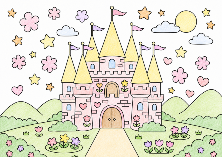 かわいいお城の塗り絵