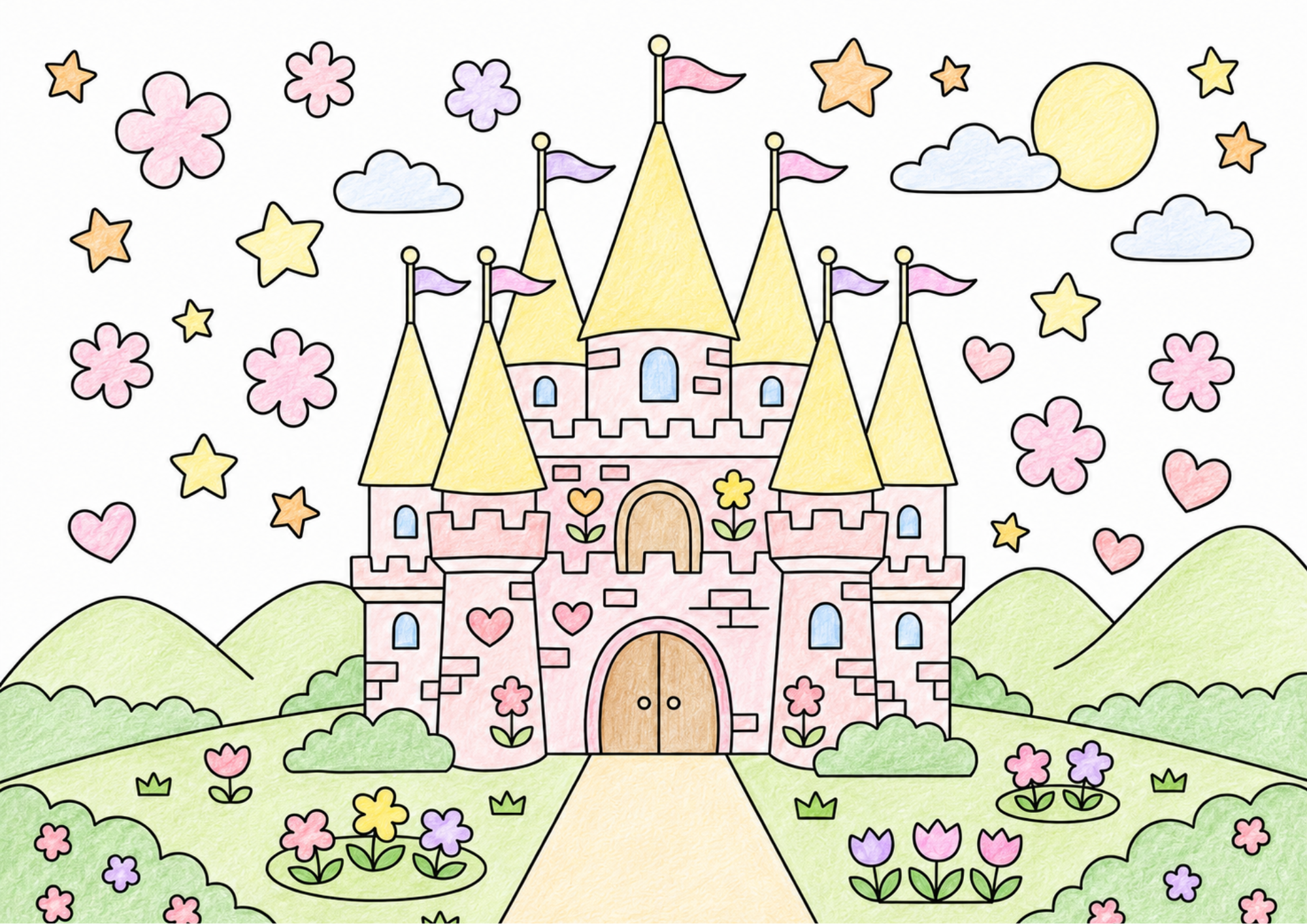 かわいいお城の塗り絵 カラー見本