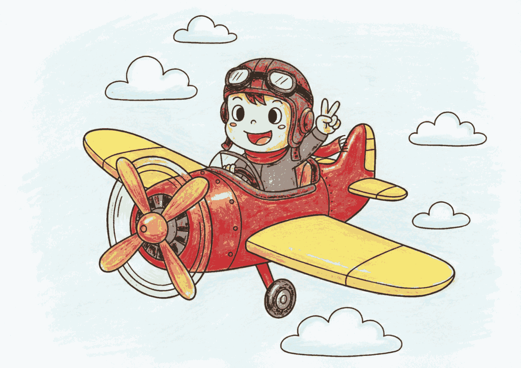 飛行機のぬりえイラスト｜無料ダウンロードできる幼児向け塗り絵の白黒フリー画像素材