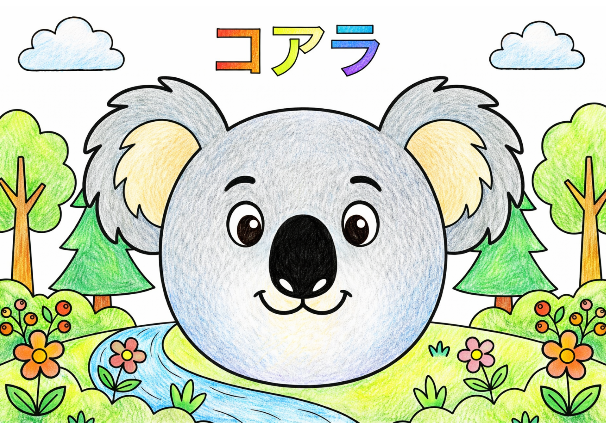コアラの塗り絵イラスト