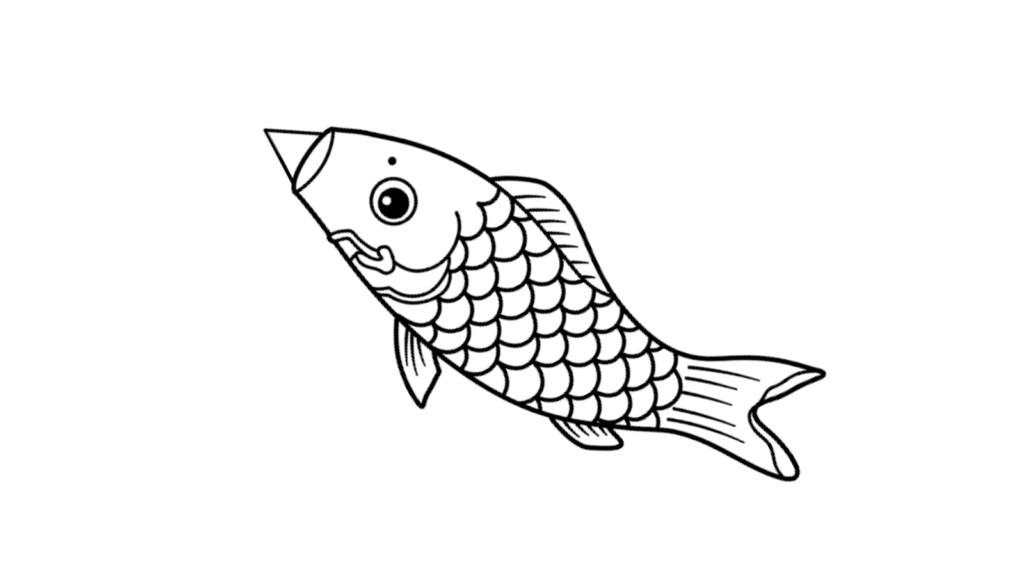 鯉のぼりの塗り絵イラスト 塗り絵 白黒 印刷用